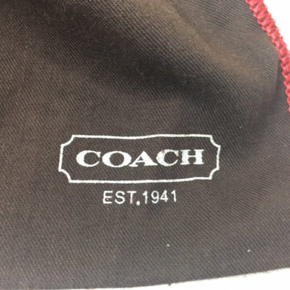 COACH Dust Bag Protective Bag Cover Brown Cotton Red Edge Drawstring 13x11 - Picture 3 of 6